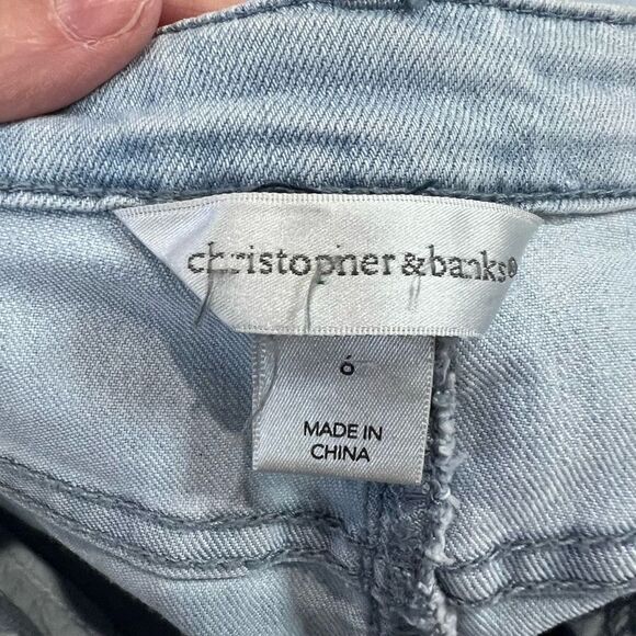 Christopher & Banks Denim Light‎ Wash Floral Embroidery Jean Midi Skirt - Picture 3 of 8